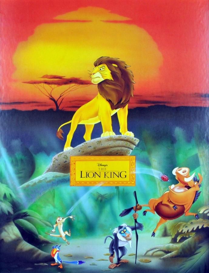 Huge Vintage Disney Lion King Simba Timon Pumba Mountain Movie RARE