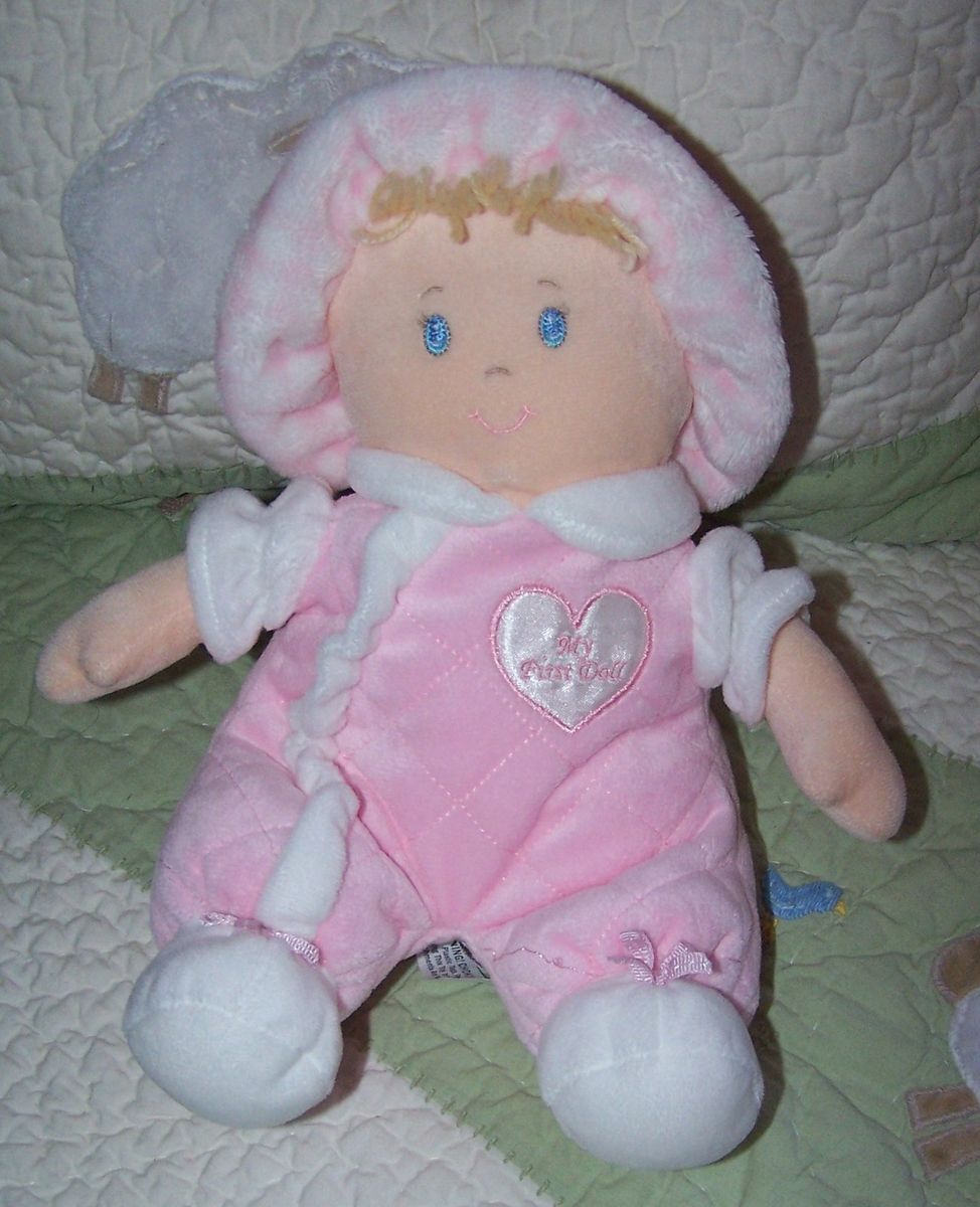 First Impressions Pink Plush My First Doll w Heart Baby Toy 11 Sewn