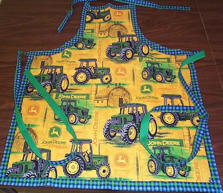 John Deere Lined Christmas or anyday Grilling Adult Sewn APRON from