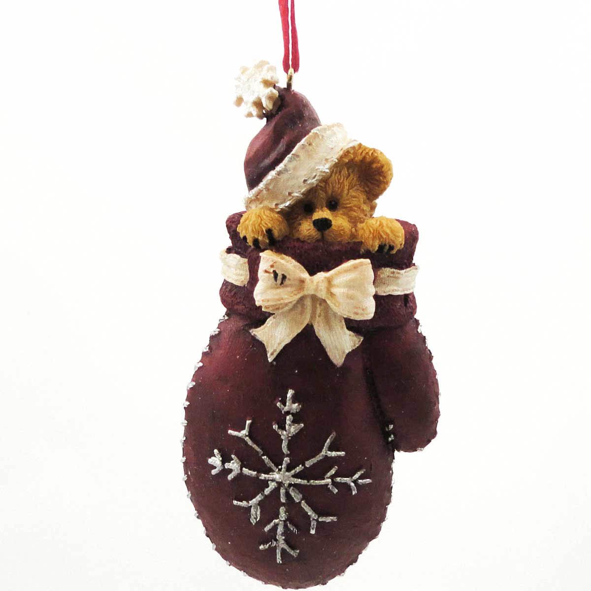 Boyds Bears Resin Flake Ornament 4028445 Christmas Mitten Santa New