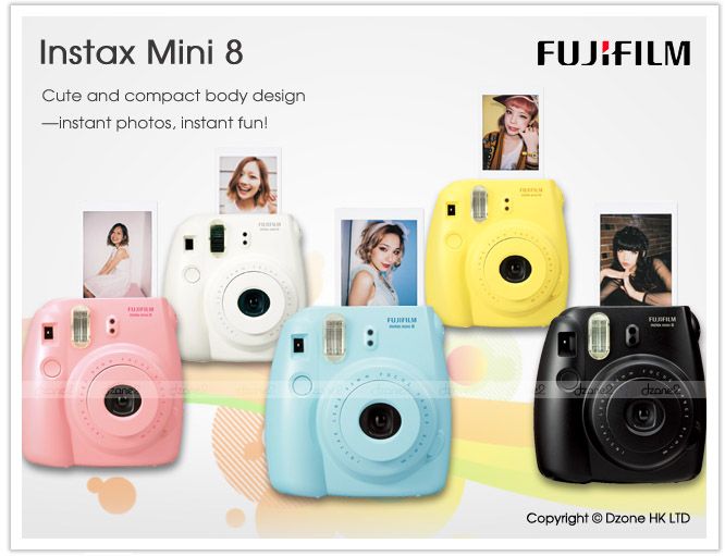 Fujifilm Instant Instax Mini 8 Polaroid Film Camera Black Color