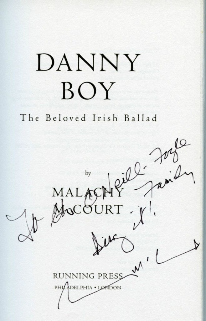  Book Danny Boy by Malachy McCourt Brother of Frank McCourt