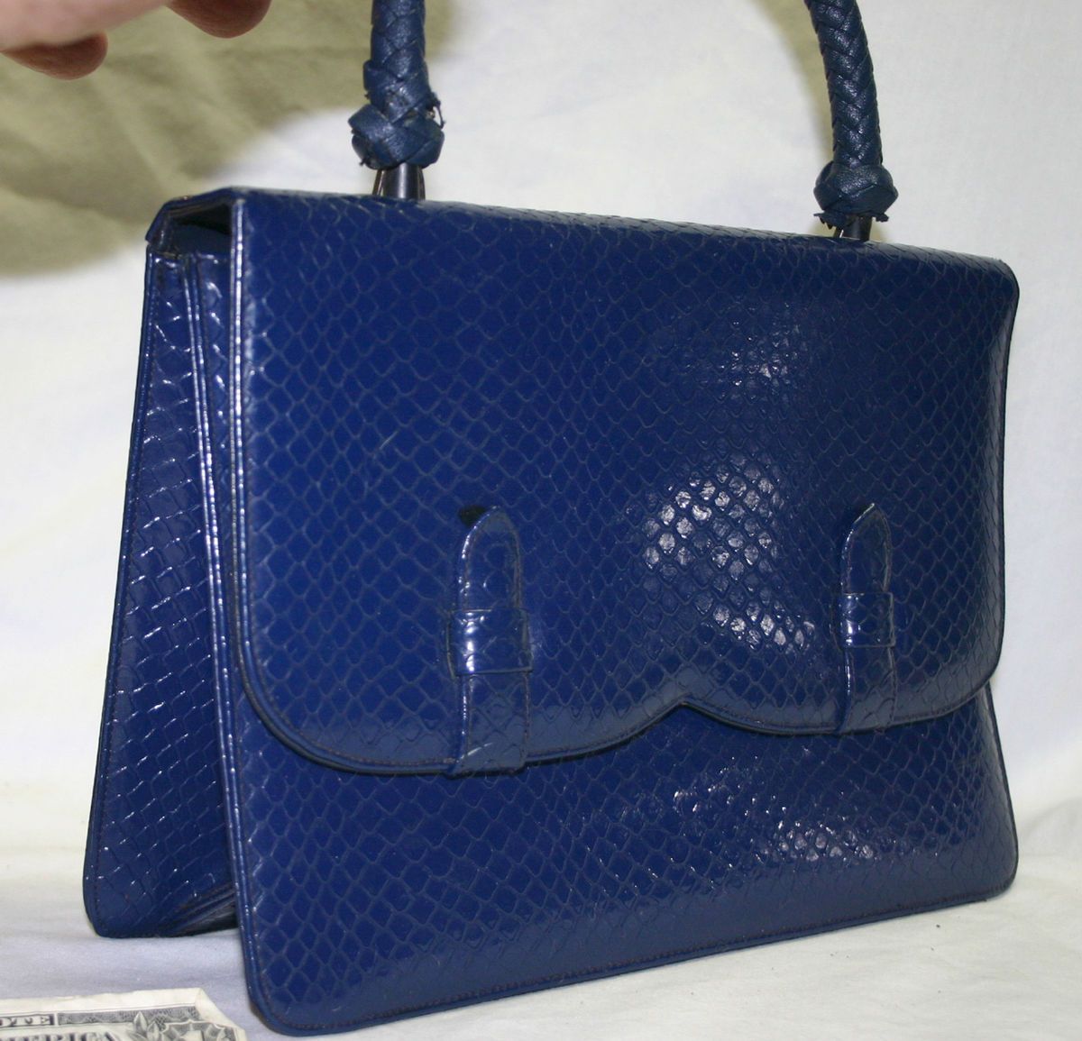  Susan Gail Original Hand Bag Purse Blue Faux Snakeskin L K