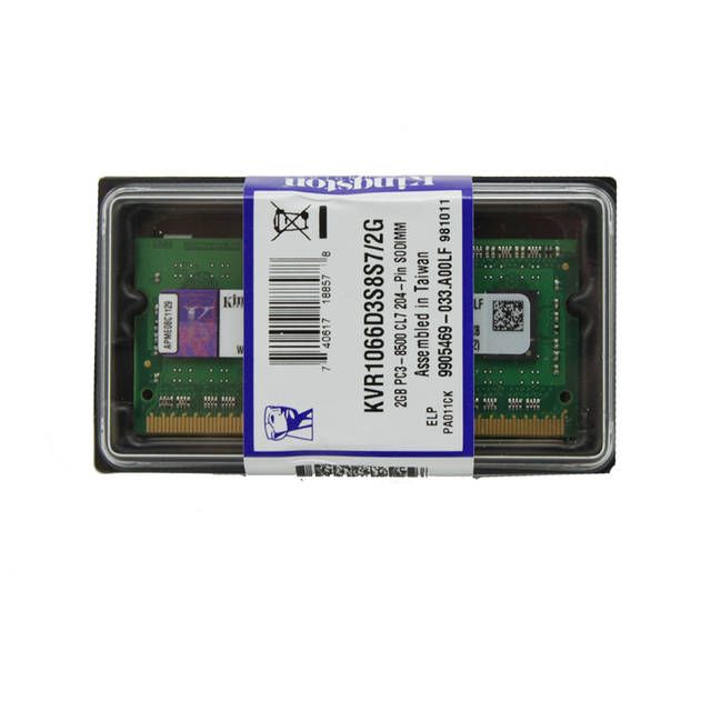 Kingston 2GB DDR3 1066 MHz PC3 8500 SODIMM CL7 Notebook Laptop Memory