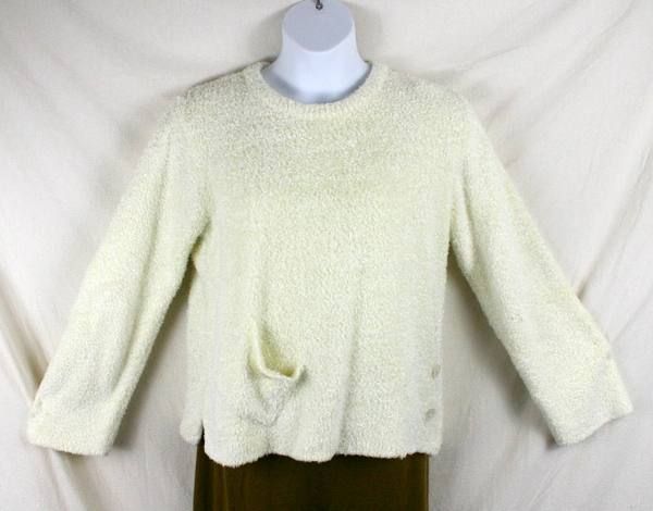 Ivory Fuzzy Warm Thick Artwear Sweater Size L Glenmont
