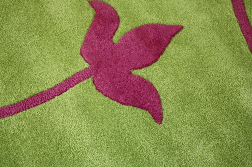 New Tulip Pink Lime Green 100 Wool 120x170 Large Rugs