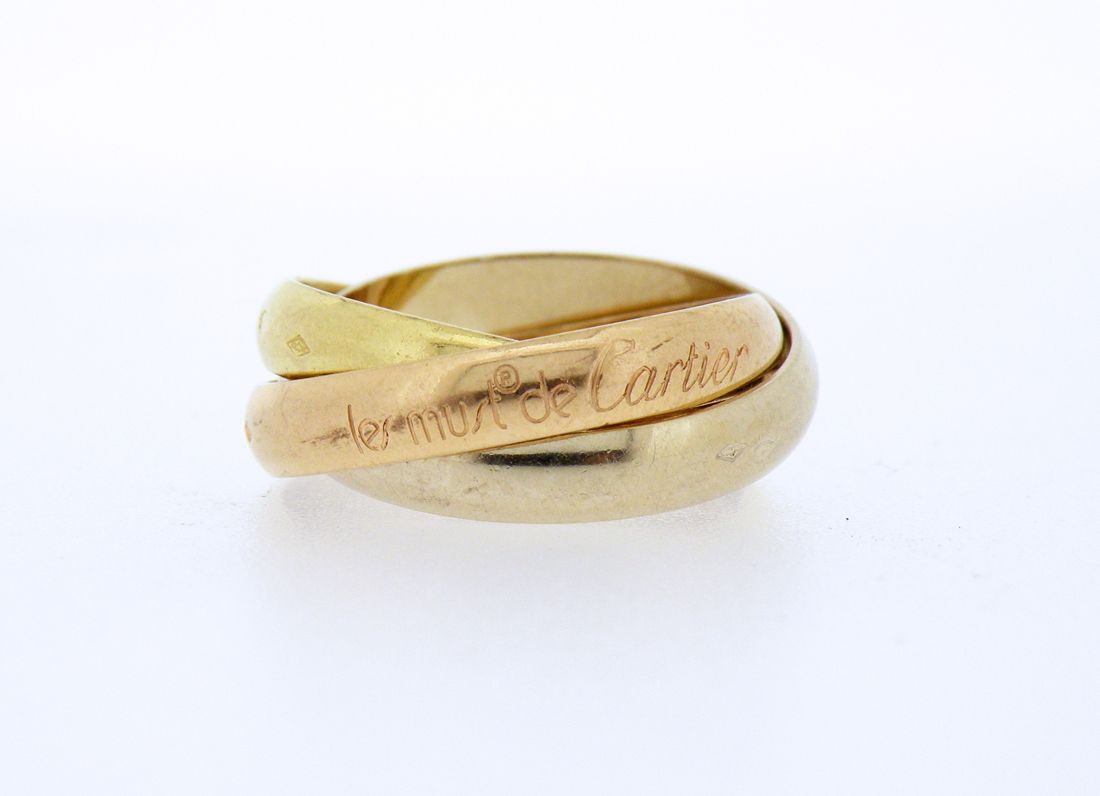 Cartier Trinity Tri Color 18K Gold Roller Ring 4 5