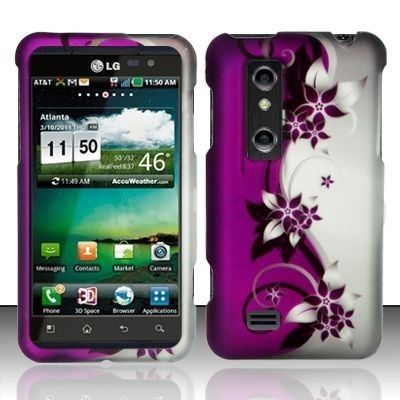 Purple Silver Vine Hard Protector Case Snap on Phone Cover for at T LG