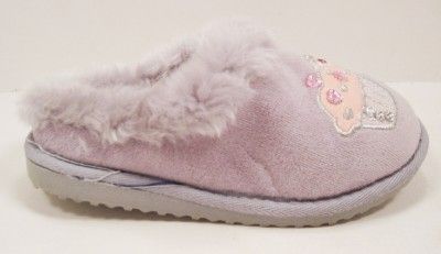 New Canyon River Blues Cupcake 2 Slippers Gray Fur Jewel Girls Youth