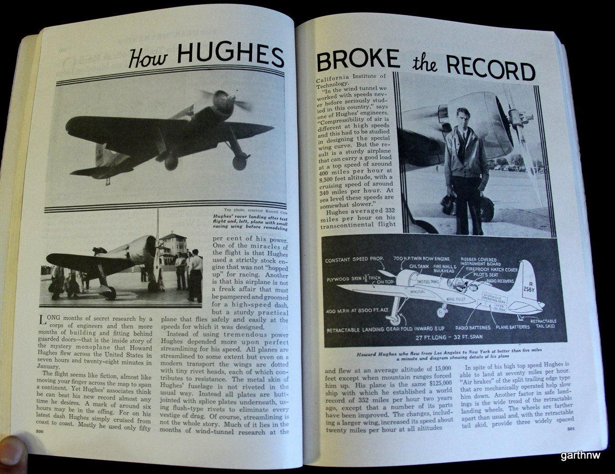 HOWARD HUGHES 1937 RECORD FLIGHT ACROSS THE U.S. PICTORIAL L.A. to N.Y