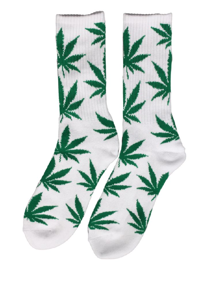 HUF Clothing Plantlife Cannabis Cotton Socks White Green 1 Pair New