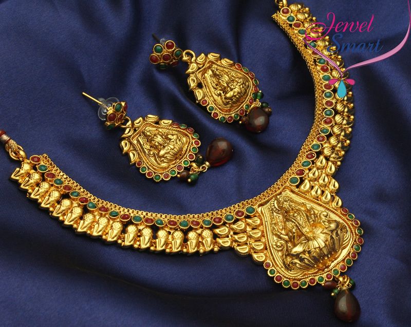  Antique Necklace Temple Jewellery South Indian Free Earrings New