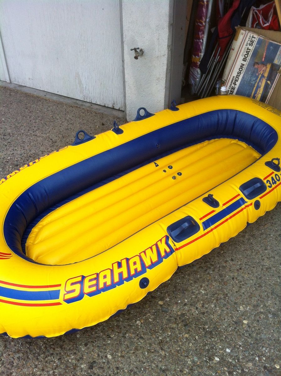 Intex Seahawk 340 Inflatable 3 person Boat Inflates Good No Leaks