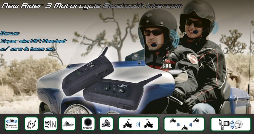  Bluetooth Motorcycle Helmet Intercom Headset Pillion Super Version