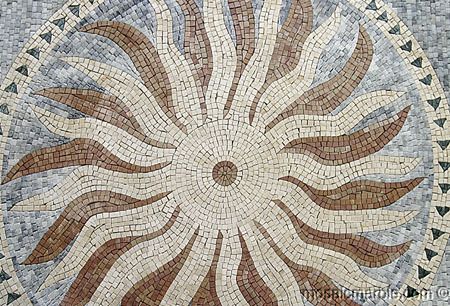 Italian Sun Mosaic Marble Wall Floor Inlay Art Tile