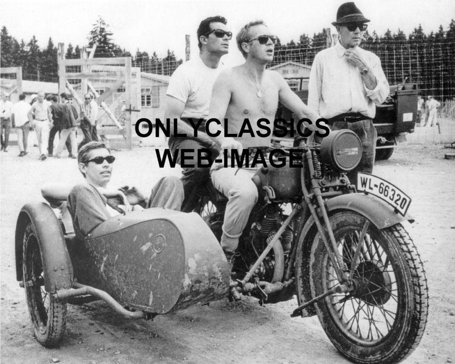 Steve McQueen Harley Davidson Motorcycle Sidecar Photo