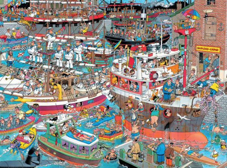 Crazy Harbor Cartoon Art Jan van Haasteren 1500 Piece Jigsaw Puzzle