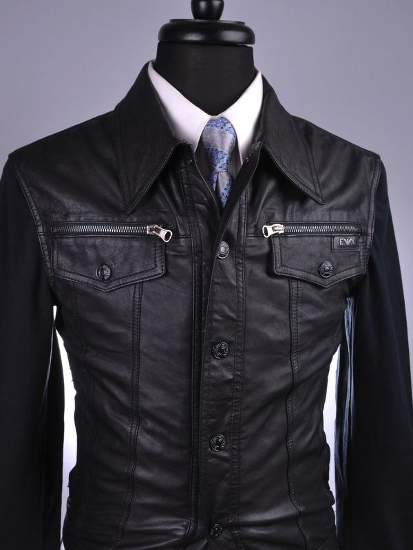 ISW Emporio Armani Fitted Leather Jacket s Small