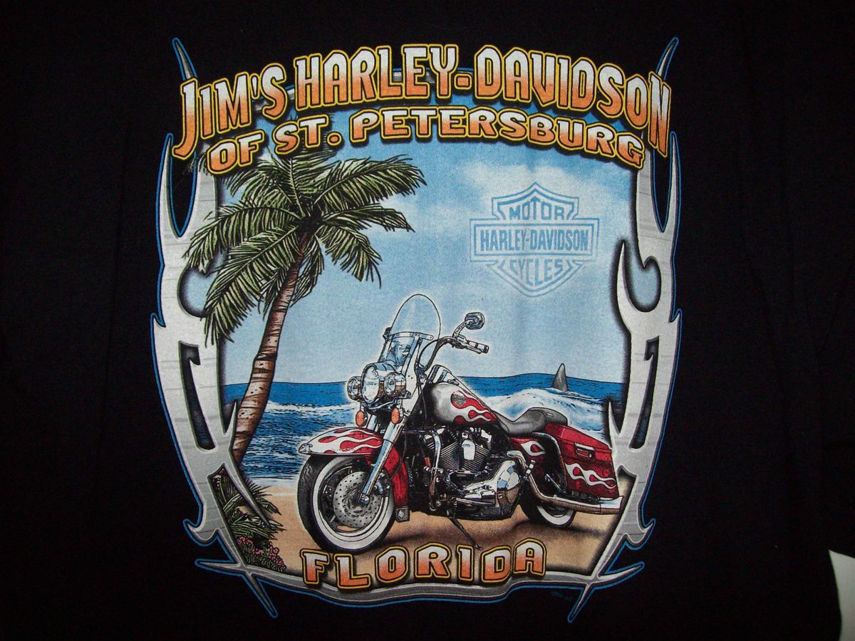 Harley Davidson T Shirt Black Genuine Motorcycles Jims St Petersburg