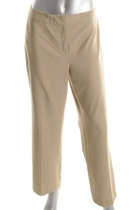 Jones New York NEW Beige Flat Front Classic Dress Pants Petites 12P BHFO  