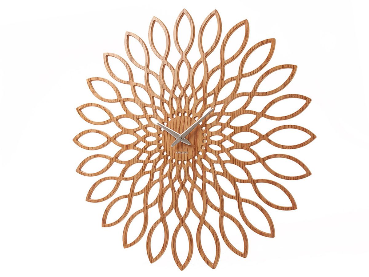 Karlsson Giant Wall Clock MDF Wood Sunflower Design, Measures 23.5 in