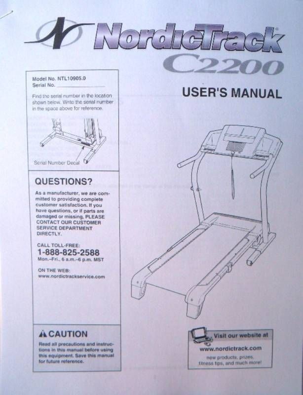 Treadmill Users Manual C2200 NTL109050 Treadmill Parts Belts Keys