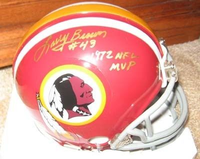 Redskins Larry Brown Signed Mini Helmet with Inscription 1972 NFL MVP