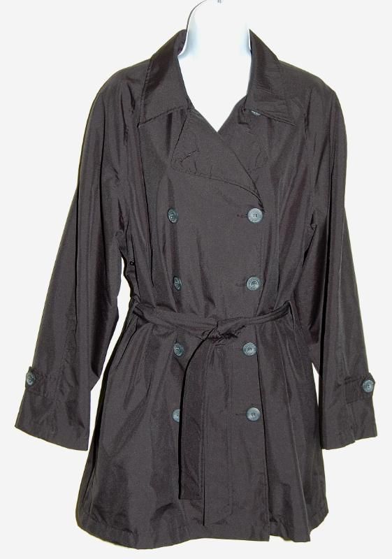 LONDON FOG Black Double Breasted Belted Trench Coat Raincoat Jacket