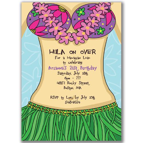 Tropical Hula Girl Invitations Party Hawaiian Luau Fun