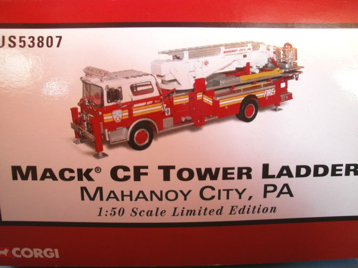  Under Fire Mack CF Tower Ladder Fire Truck 1 50 Red Mahanoy City PA