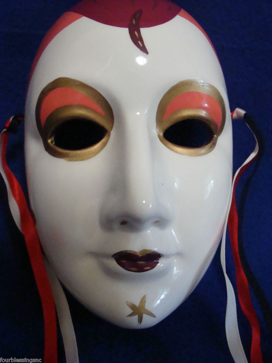 Ceramic Face Mask Mardi Gras Cameo Girl Wall Decor