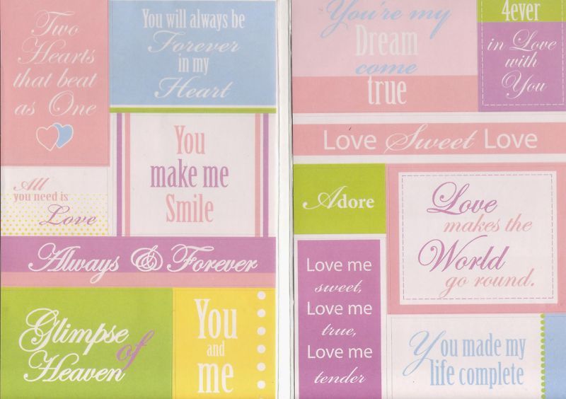 Keepsake True Love Wedding Marriage Phrases Stickers