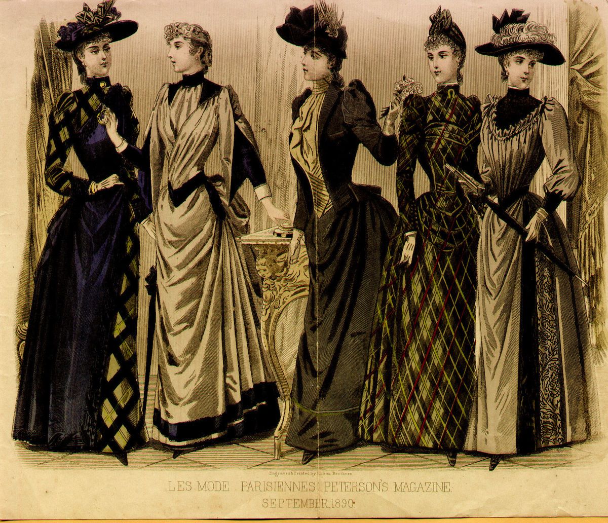 1890 Petersons Ladies Fashion September Magazine Print Orig Vintage
