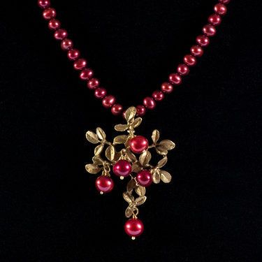 Cranberry Pendant on Pearls by Michael Michaud Jewelry