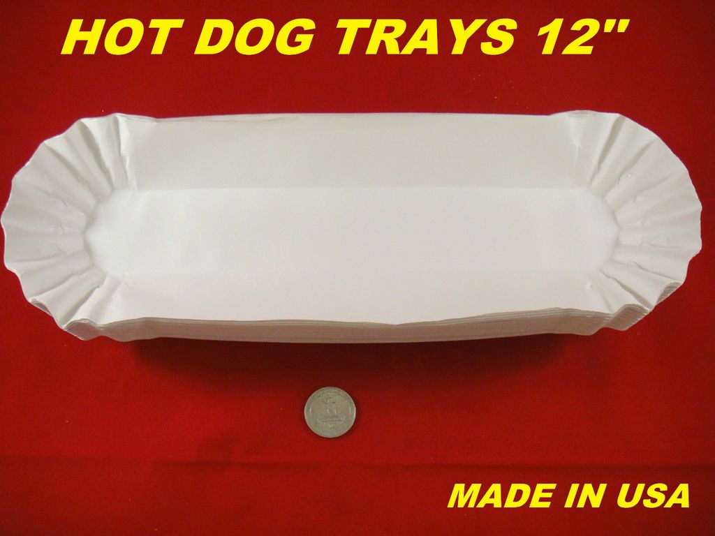 Hot Dog Tray Foot Long 12 Holders Paper Fluted Brand NEW 50