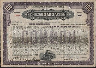 Stk Chicago & Alton RR 1928 Brown 100 sh Commo