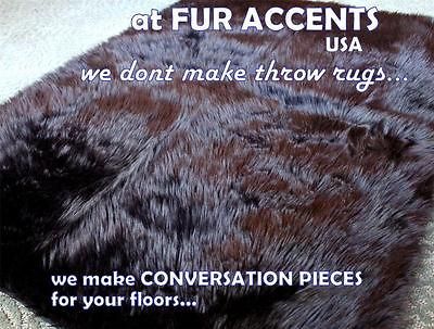 BEAR SKIN ACCENT RUG Faux Fur Fake PELT Throw LOG CABIN DESIGN NEW