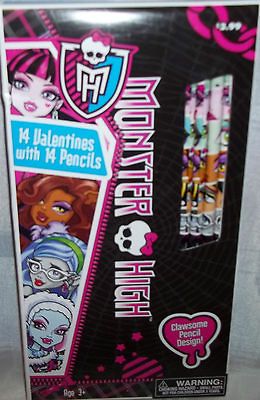 NIB MONSTER HIGH 2013 VALENTINES DAY CARDS AND PENCILS