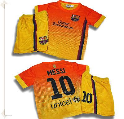 Kid Messi Away Sport Soccer Jersey & Shorts Set Size L or XL