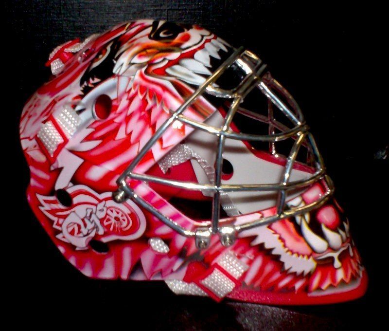 CURTIS JOSEPH RED WINGS UPPER DECK UD 6.5 MINI CROME CAGE GOALIE MASK