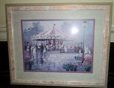 Bettie Hebert Felder Beautiful Carousel Print in Pink Marble Frame