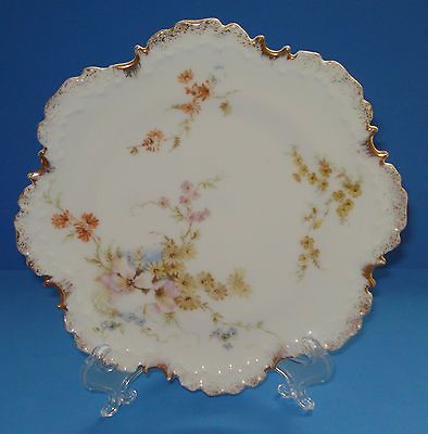 ANTIQUE ROSENTHAL MONBIJOU PORCELAIN PLATE FLORAL GILT 1896 BAVARIA