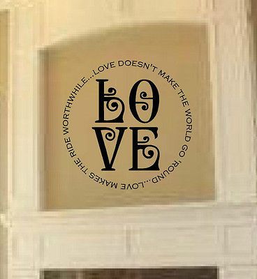 LOVE CIRCLE FRAME Valentines Day Vinyl Wall Decal Sticker Word Art