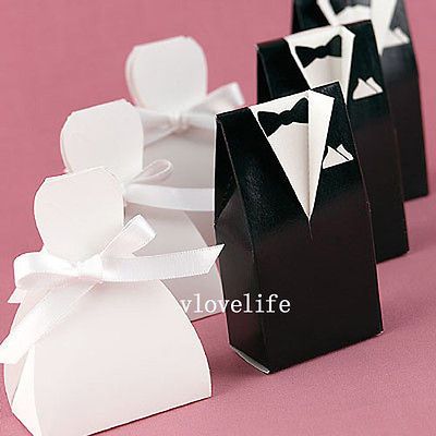 New 100 Tuxedo Dress Gown Wedding boxes Gift Favor Candy Chocolate Box