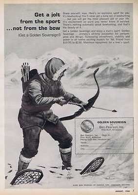 1966 GOLDEN SOVEREIGN BOWHUNTING ARCHERY BOW BEN PEARSON VINTAGE PRINT