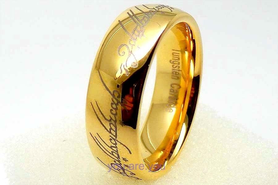 Elvish Rings 18k Gold Plated Tungsten Carbide ONE Ring Mens Jewelry