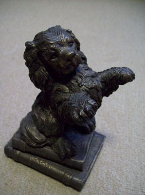 Cavalier King Charles Spaniel Dog Bronze Metal puppy Statue pair of 2