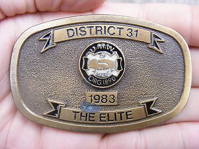 Vintage UMWA Belt Buckle UNION 1983 ELITE Brass AFL CIO LOGO WV Miners