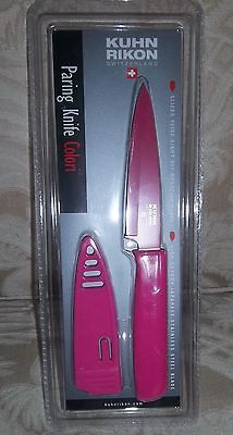 Kuhn Rikon 4 Paring Knife HOT PINK Super Sharp with Matching Sheath