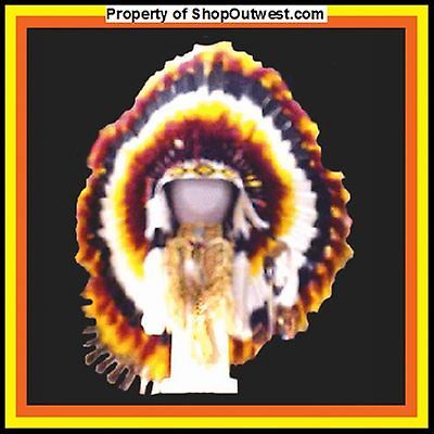 Native American Navajo 36 War Bonnet Headdress WINDSONG Yelow black